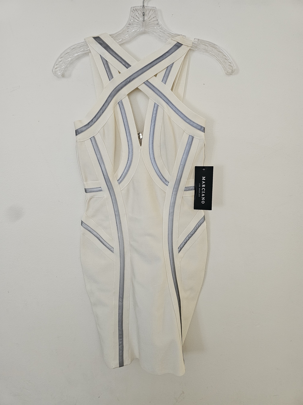 Marciano Cream Bandage Dress with Gray Accents